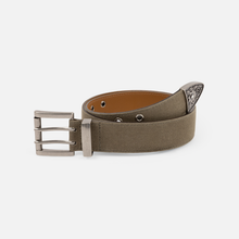 Load image into Gallery viewer, Dime "Waxed Canvas" Belt // Brown/Olive
