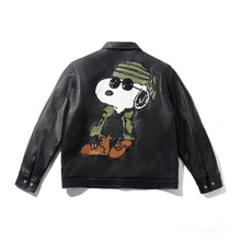 Load image into Gallery viewer, Butter Goods X Peanuts “Guard Dog&quot; Leather Jacket // Black
