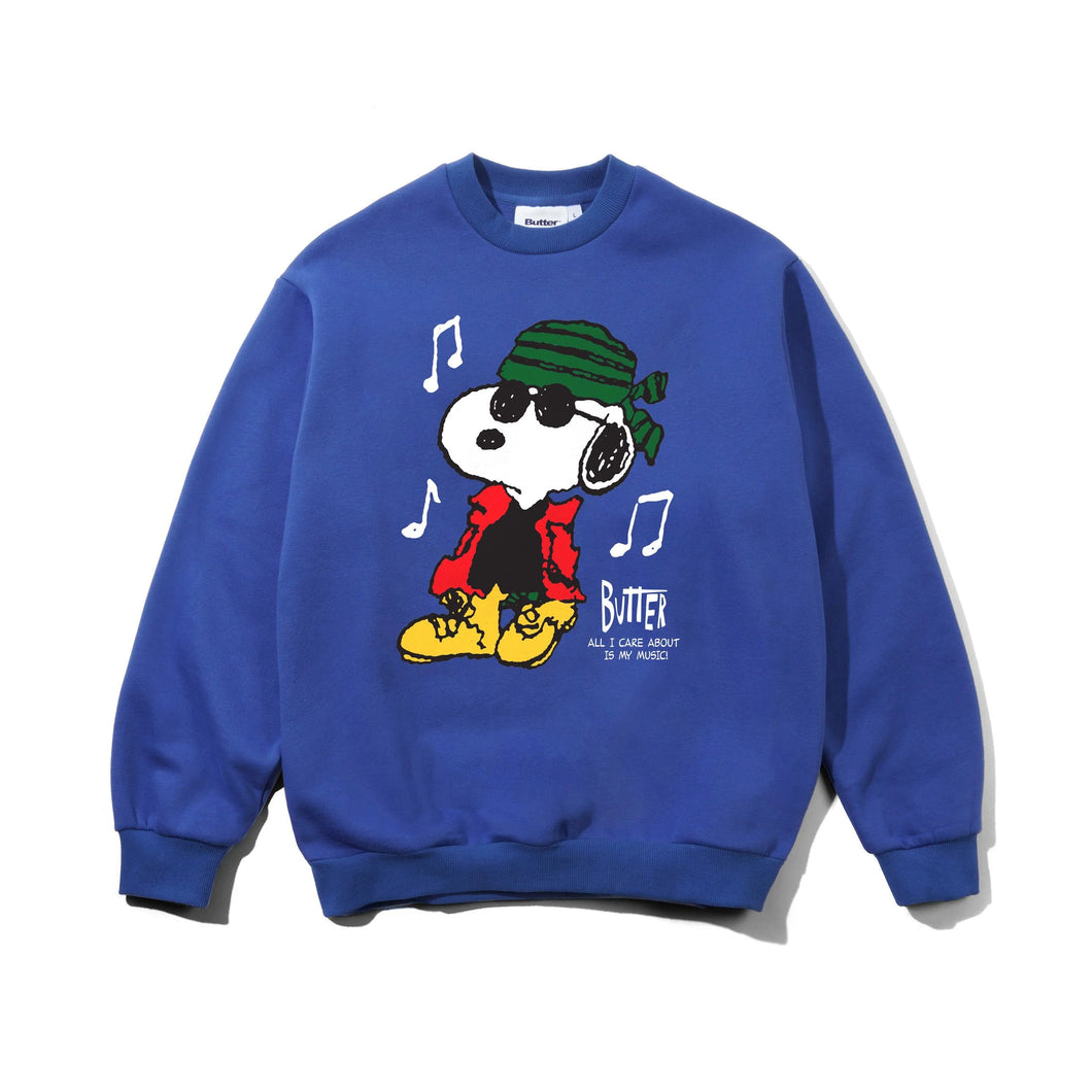 Butter Goods X Peanuts “Music“ Crewneck // Royal