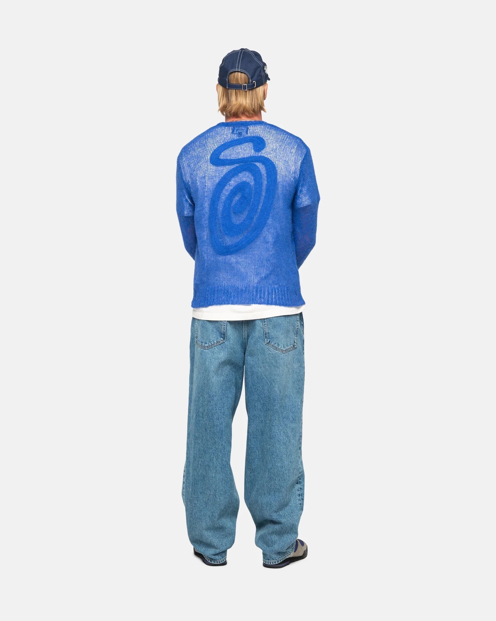 トップス STUSSY S LOOSE KNIT SWEATER BLUE L Stüssy: Men's S Loose Knit Sweater (Blue) | DSMNY E-SHOP