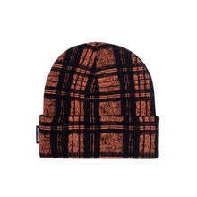 Load image into Gallery viewer, Fucking Awesome &quot;Distorted Plaid Cuff&quot; Beanie // Orange/Black
