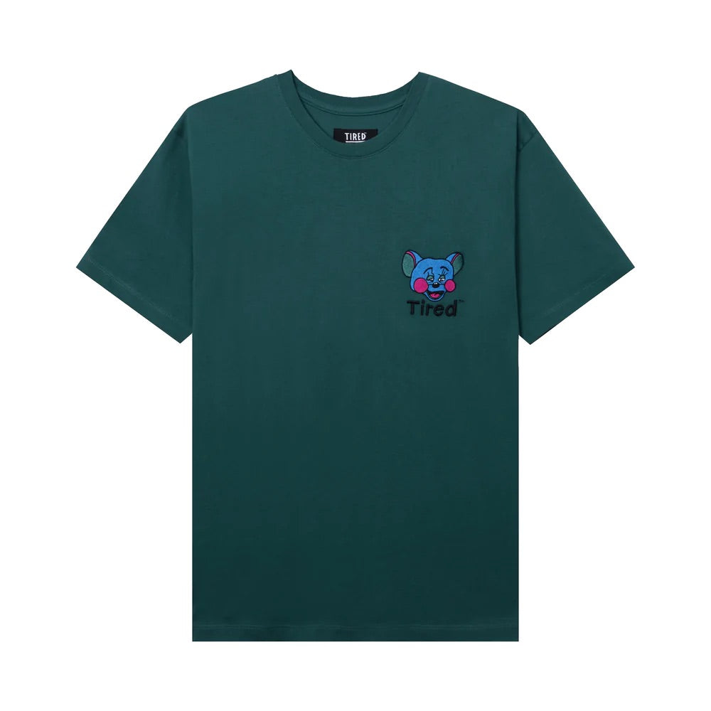 Tired “Tipsy Mouse Embroidered“Tee// Kelly Green