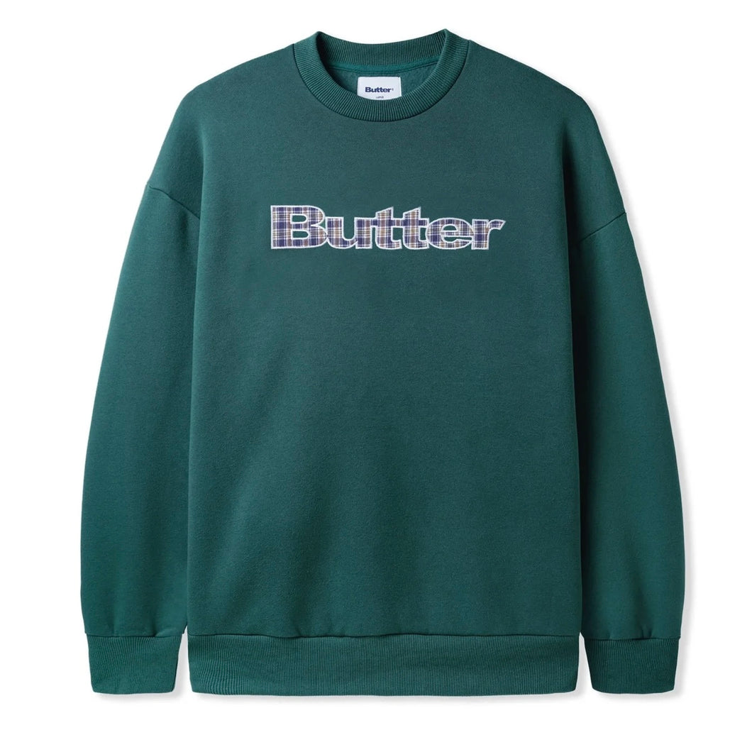 Butter Goods “Plaid Applique Logo“ Crewneck  // Forest